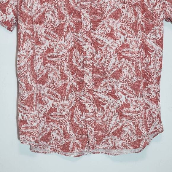 St. John's Bay White and Red Hawaiian Shirt Size XXL Tropical Print Cotton Shirt
