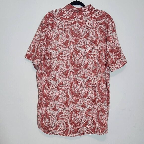 St. John's Bay White and Red Hawaiian Shirt Size XXL Tropical Print Cotton Shirt