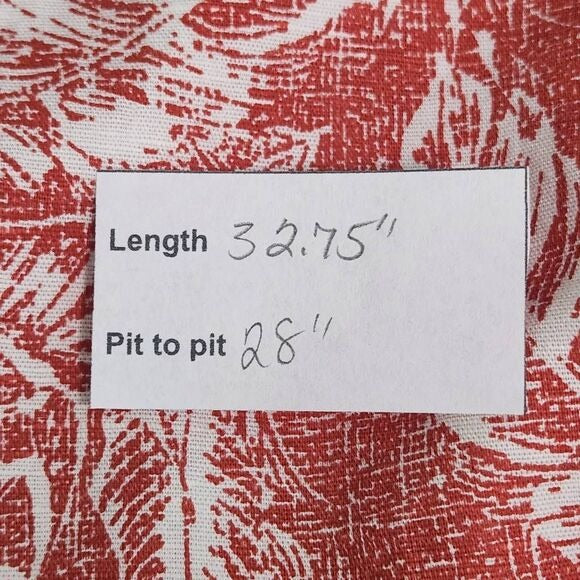 St. John's Bay White and Red Hawaiian Shirt Size XXL Tropical Print Cotton Shirt