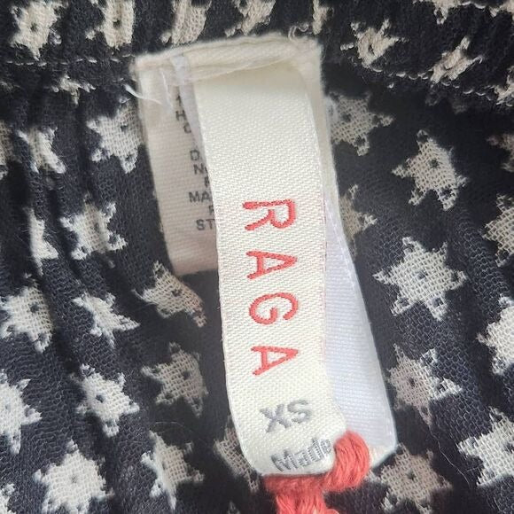 Raga Black and Oxblood Flirty Boho Mini Skirt Size XS Boho Print Full Skirt, New