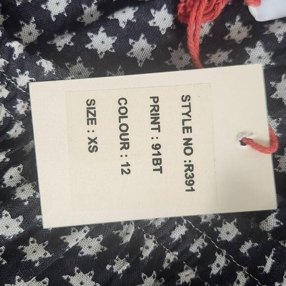 Raga Black and Oxblood Flirty Boho Mini Skirt Size XS Boho Print Full Skirt, New