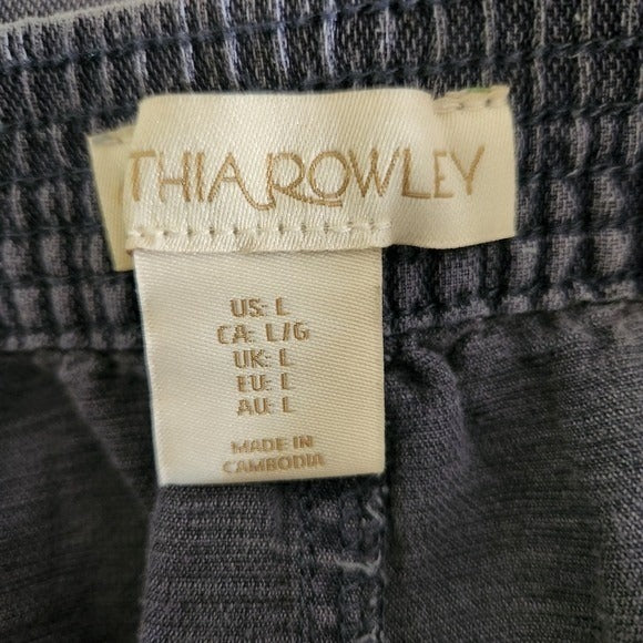 Cynthia Rowley Blue Linen Blend Cargo Jogger Pants NWT Size Large Cargo Joggers