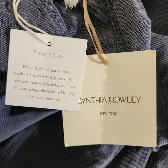 Cynthia Rowley Blue Linen Blend Cargo Jogger Pants NWT Size Large Cargo Joggers