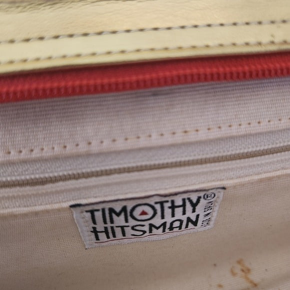 Timothy Hitsman Red and Pink Striped Vintage Clutch Purse With Strap