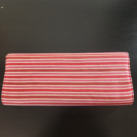 Timothy Hitsman Red and Pink Striped Vintage Clutch Purse With Strap