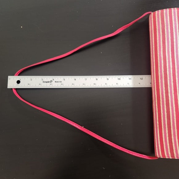 Timothy Hitsman Red and Pink Striped Vintage Clutch Purse With Strap