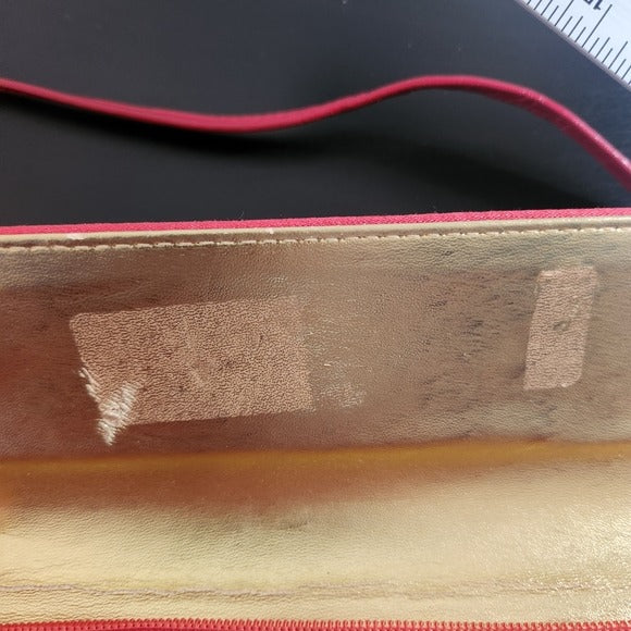 Timothy Hitsman Red and Pink Striped Vintage Clutch Purse With Strap