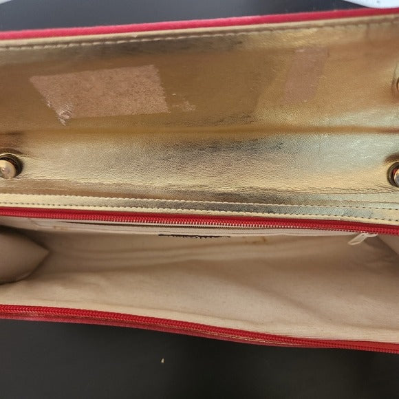 Timothy Hitsman Red and Pink Striped Vintage Clutch Purse With Strap