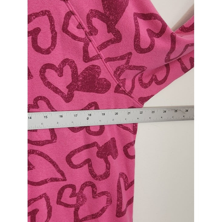Torrid Pink Heart Print Crew Neck Sweatshirt Size 0 Large