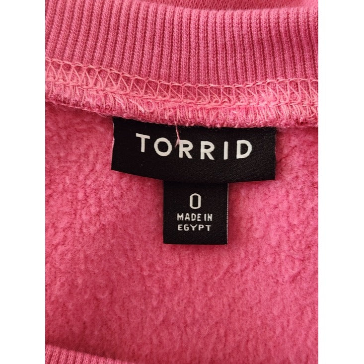 Torrid Pink Heart Print Crew Neck Sweatshirt Size 0 Large