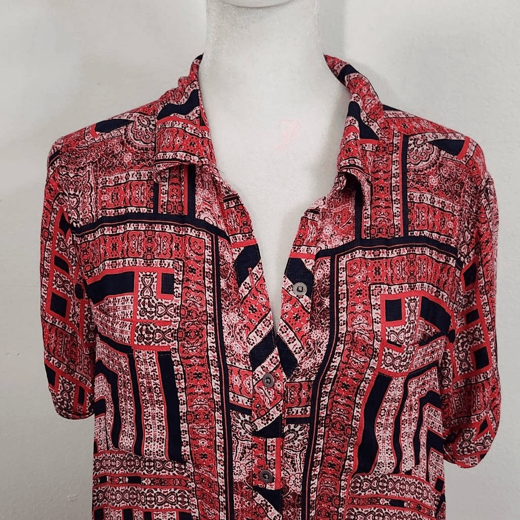 Lucky Brand Red Boho Top Size Small Lucky Brand Red Top with Tie Waist