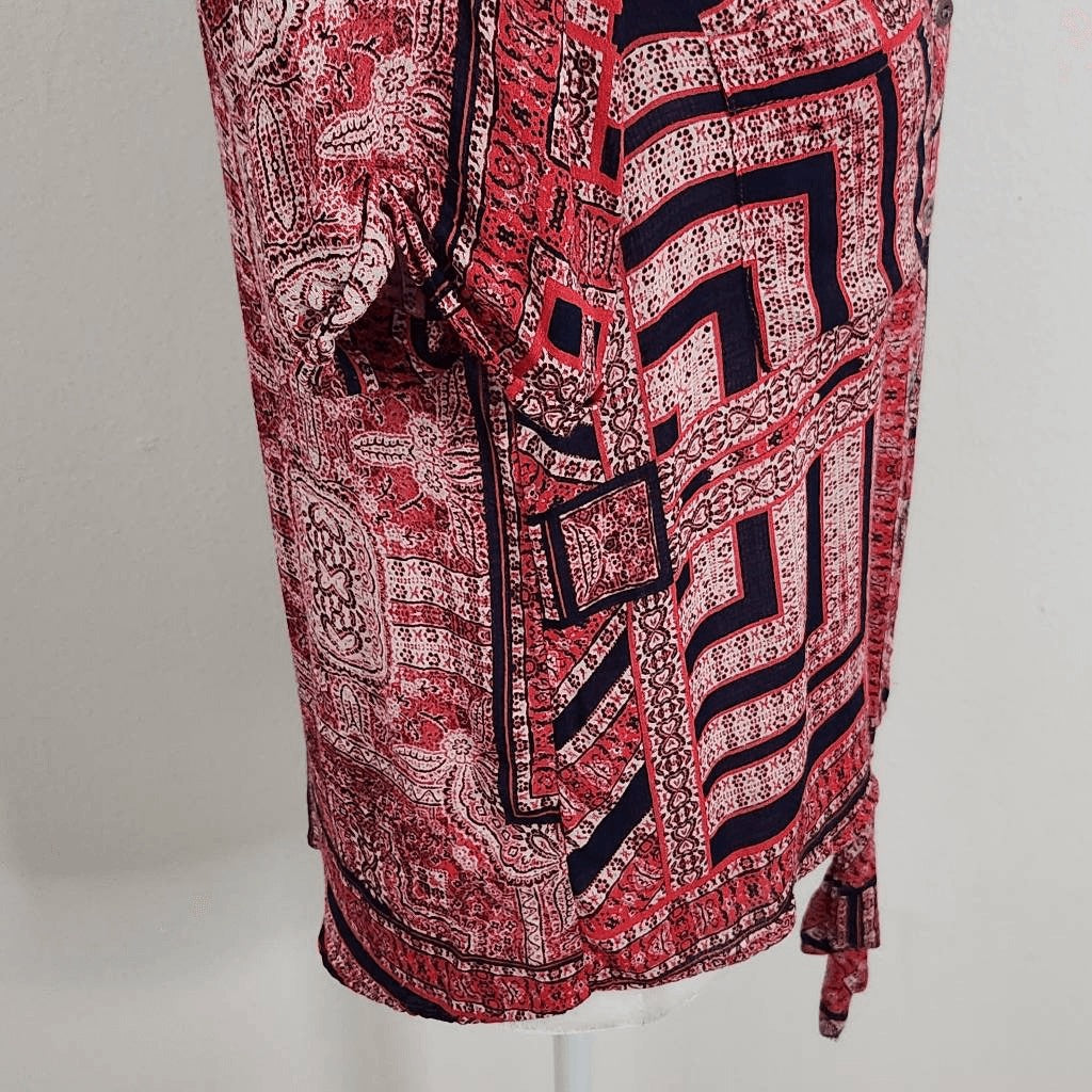 Lucky Brand Red Boho Top Size Small Lucky Brand Red Top with Tie Waist