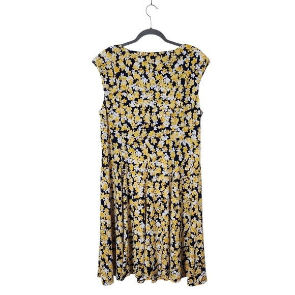 NorthStyle Yellow and Navy Floral Sleeveless Dress Size 18W Wedding Guest Dress
