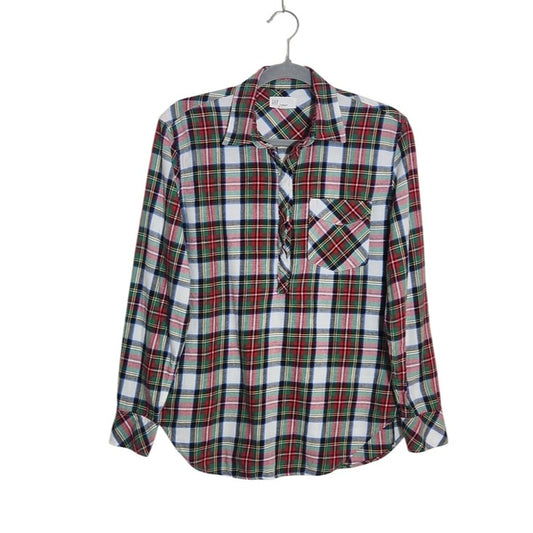 Gap Red and Green Plaid Half Button Top Size Small