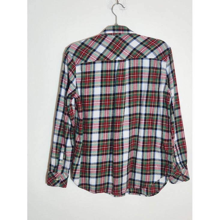 Gap Red and Green Plaid Half Button Top Size Small