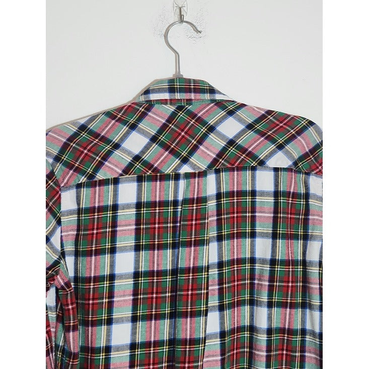 Gap Red and Green Plaid Half Button Top Size Small