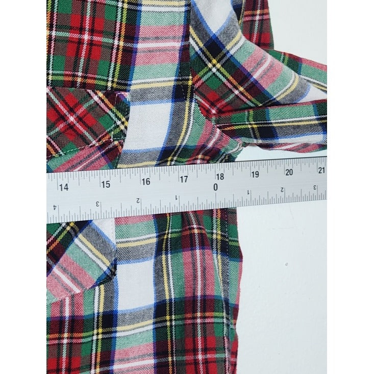 Gap Red and Green Plaid Half Button Top Size Small
