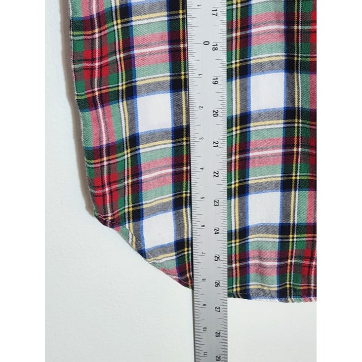 Gap Red and Green Plaid Half Button Top Size Small
