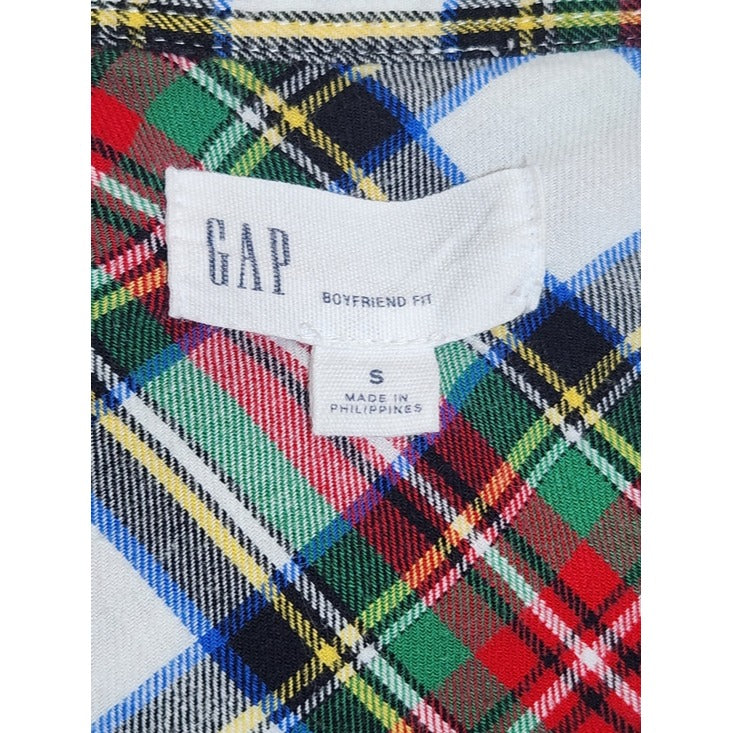 Gap Red and Green Plaid Half Button Top Size Small