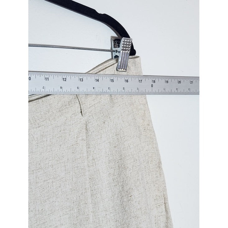 Primark Cream Linen-Blend Textured Pleated Wide Leg Pants Size 12