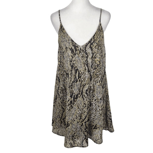 By Together Snakeskin Print Mini Slip Dress Size Small Black and Tan Print Dress