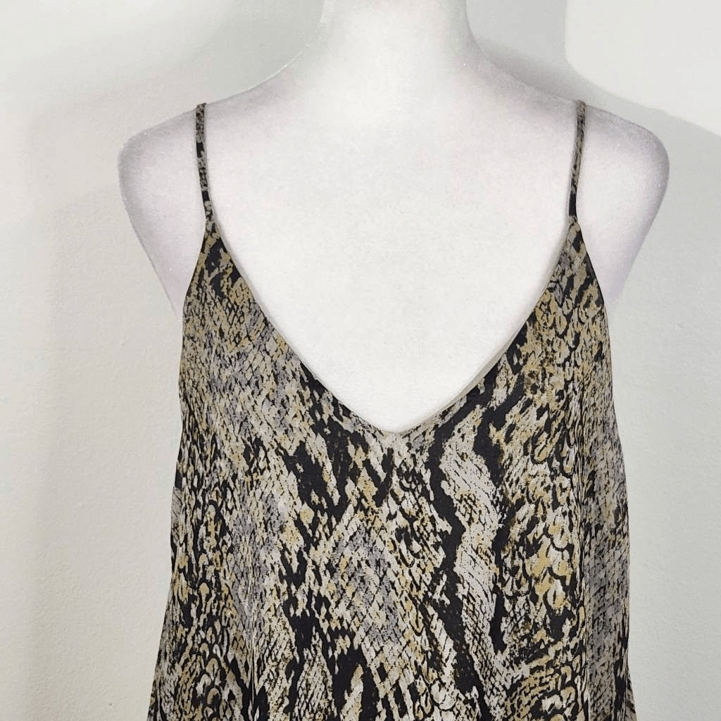 By Together Snakeskin Print Mini Slip Dress Size Small Black and Tan Print Dress