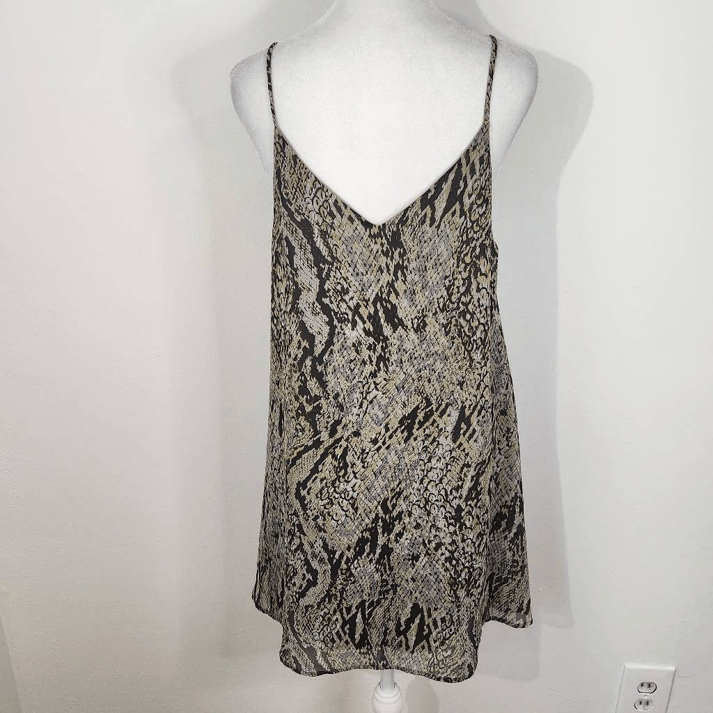 By Together Snakeskin Print Mini Slip Dress Size Small Black and Tan Print Dress