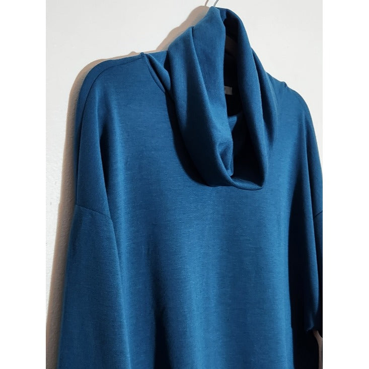 Cable & Gauge Blue Cowl Neck Pullover Size XL