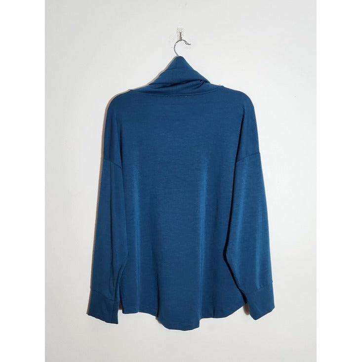 Cable & Gauge Blue Cowl Neck Pullover Size XL
