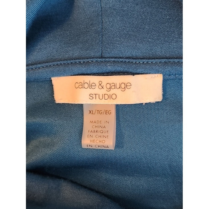Cable & Gauge Blue Cowl Neck Pullover Size XL