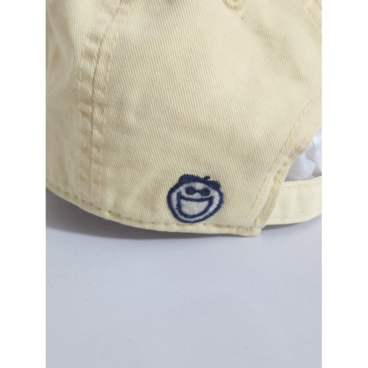 Life is Good Pastel Yellow Baseball Hat with Pink Heart Patch Adjustable
