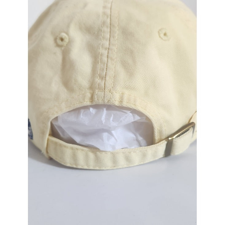 Life is Good Pastel Yellow Baseball Hat with Pink Heart Patch Adjustable