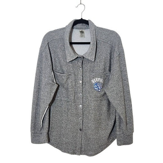 Gameday Couture Memphis Tigers Gray Knit Button-Up Shirt with Logo Size XL