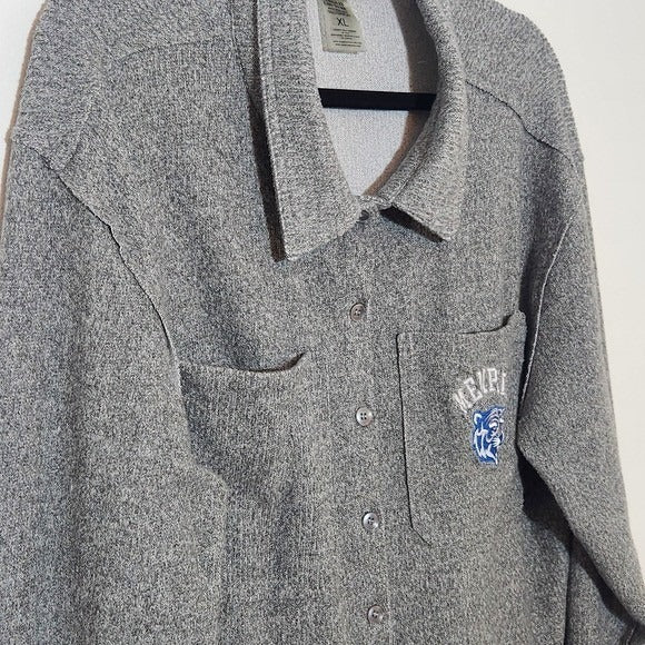Gameday Couture Memphis Tigers Gray Knit Button-Up Shirt with Logo Size XL