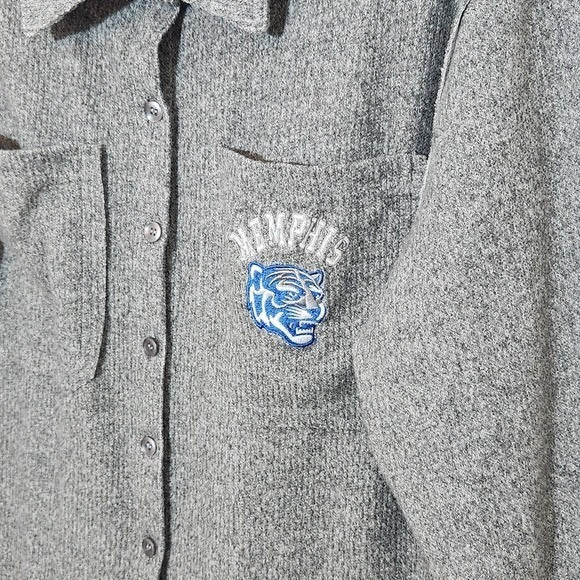 Gameday Couture Memphis Tigers Gray Knit Button-Up Shirt with Logo Size XL