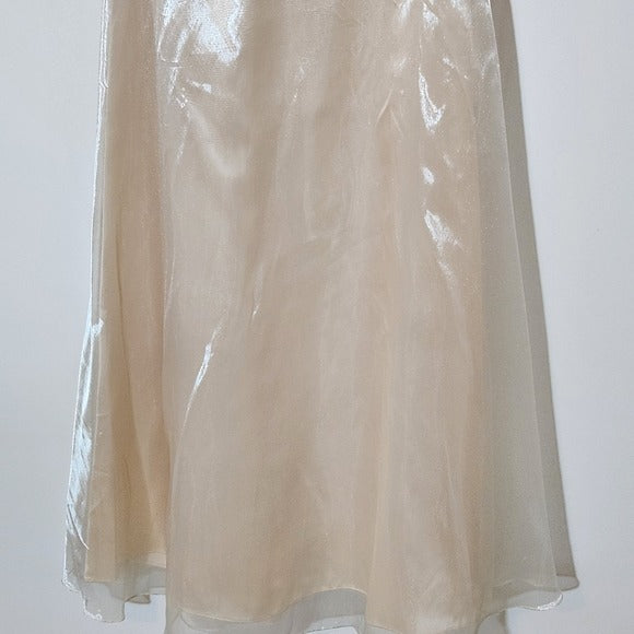 Scott McClintock Cream Formal Maxi Dress Size 10 Petite Mother of the Bride New