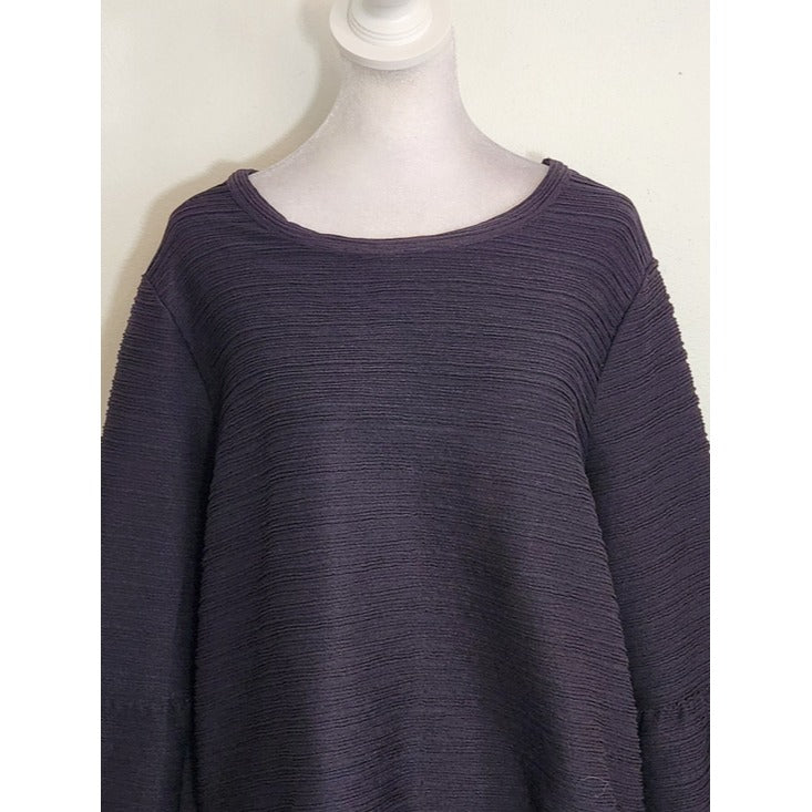 Elle Black Ribbed Textured Bell Sleeve Top Size XL