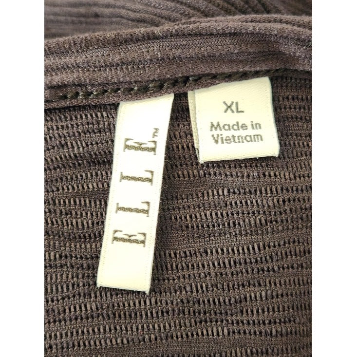 Elle Black Ribbed Textured Bell Sleeve Top Size XL