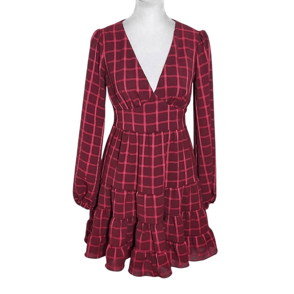 B Darlin Burgundy Tiered Ruffle Mini Party Dress NWT Size 1 Wedding Guest Dress