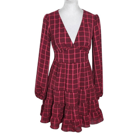 B Darlin Burgundy Tiered Ruffle Mini Party Dress NWT Size 1 Wedding Guest Dress