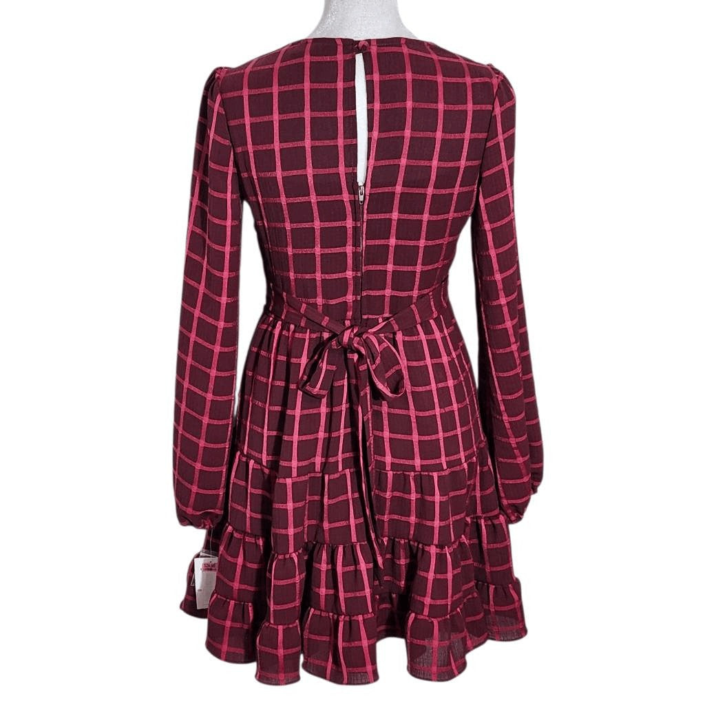 B Darlin Burgundy Tiered Ruffle Mini Party Dress NWT Size 1 Wedding Guest Dress