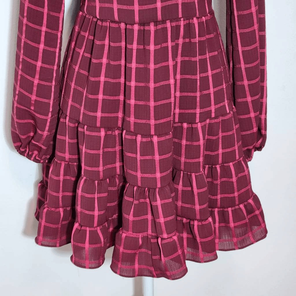 B Darlin Burgundy Tiered Ruffle Mini Party Dress NWT Size 1 Wedding Guest Dress