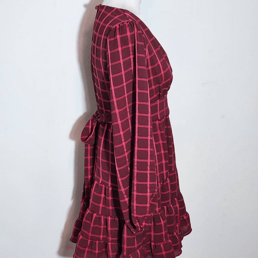 B Darlin Burgundy Tiered Ruffle Mini Party Dress NWT Size 1 Wedding Guest Dress