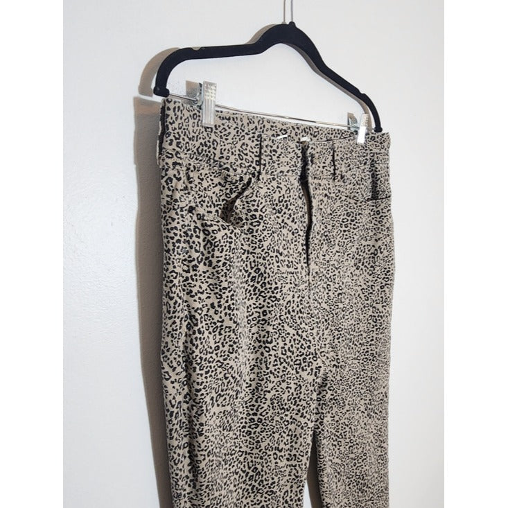 Seven7 Tan and Black Leopard Print High Rise Skinny Jeans Size 14