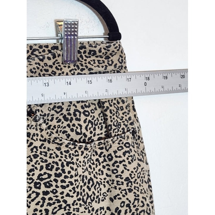 Seven7 Tan and Black Leopard Print High Rise Skinny Jeans Size 14