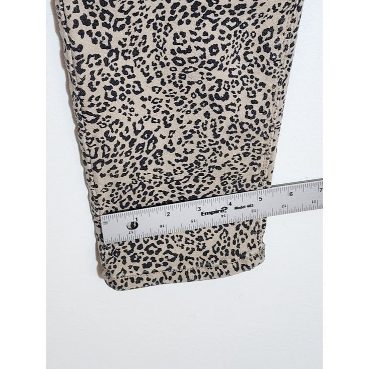 Seven7 Tan and Black Leopard Print High Rise Skinny Jeans Size 14