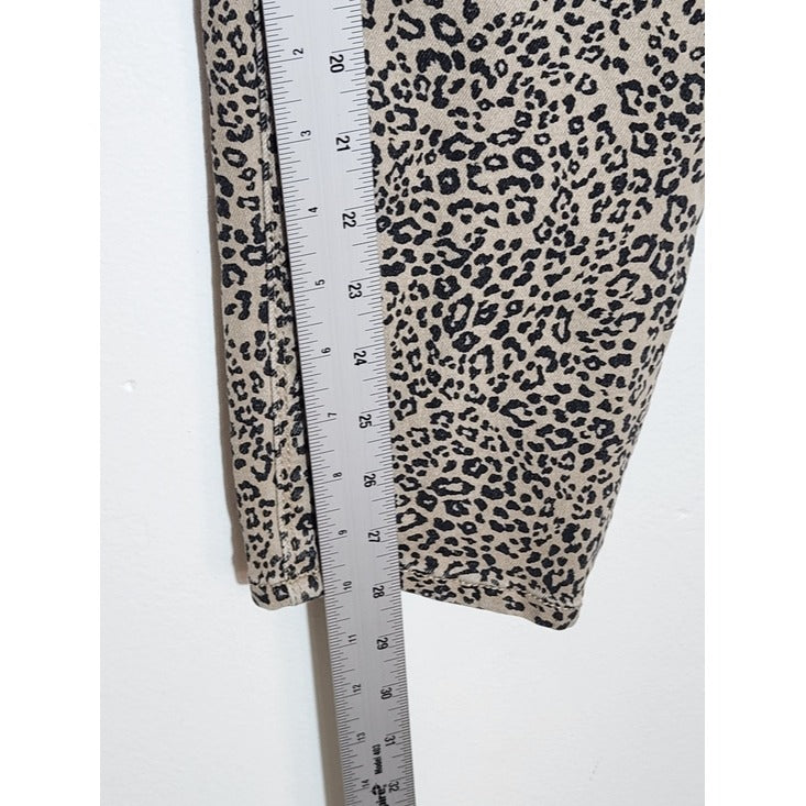 Seven7 Tan and Black Leopard Print High Rise Skinny Jeans Size 14