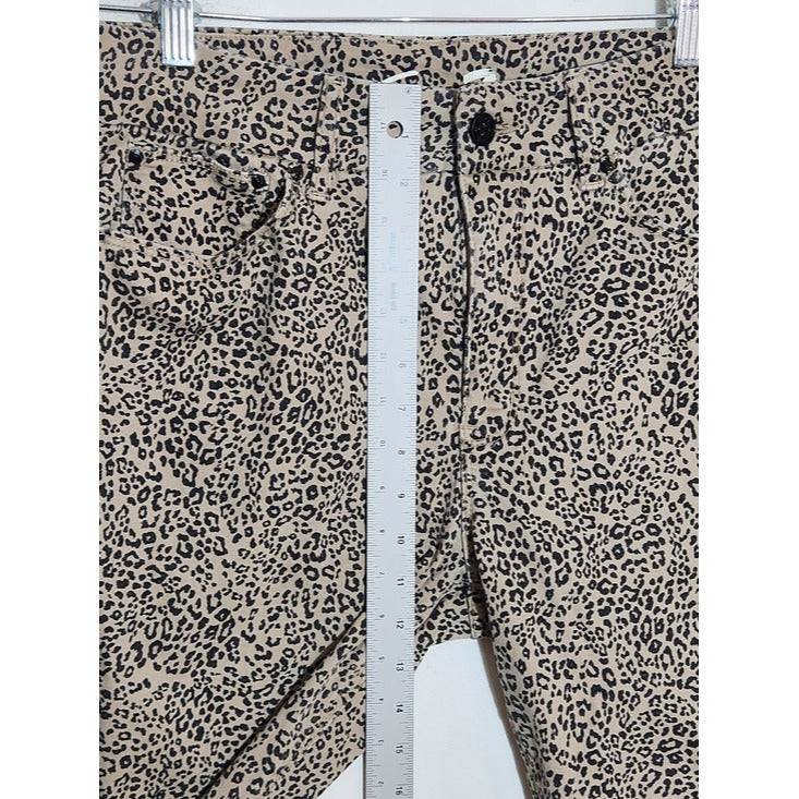 Seven7 Tan and Black Leopard Print High Rise Skinny Jeans Size 14