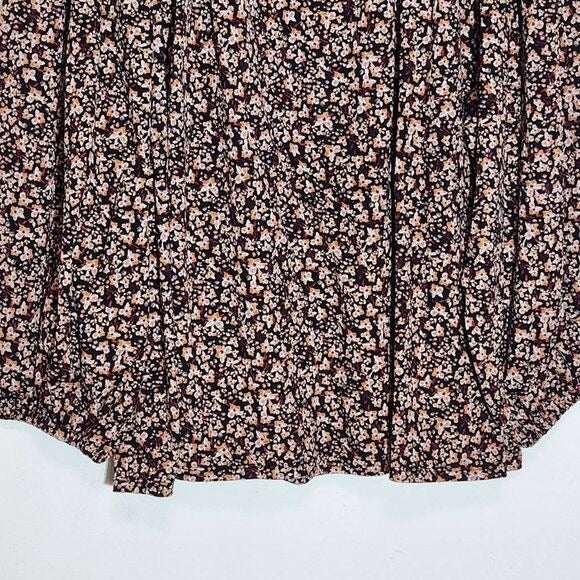 Ava & Viv Black and Brown Floral Blouse with Full Sleeves Size 4X