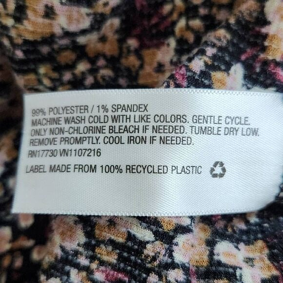 Ava & Viv Black and Brown Floral Blouse with Full Sleeves Size 4X